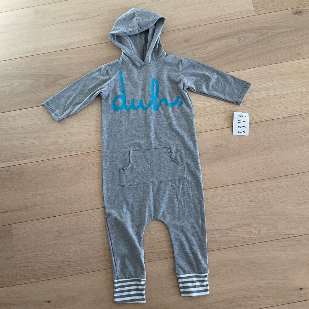 RAGS 5/6 Duh grey romper NWT